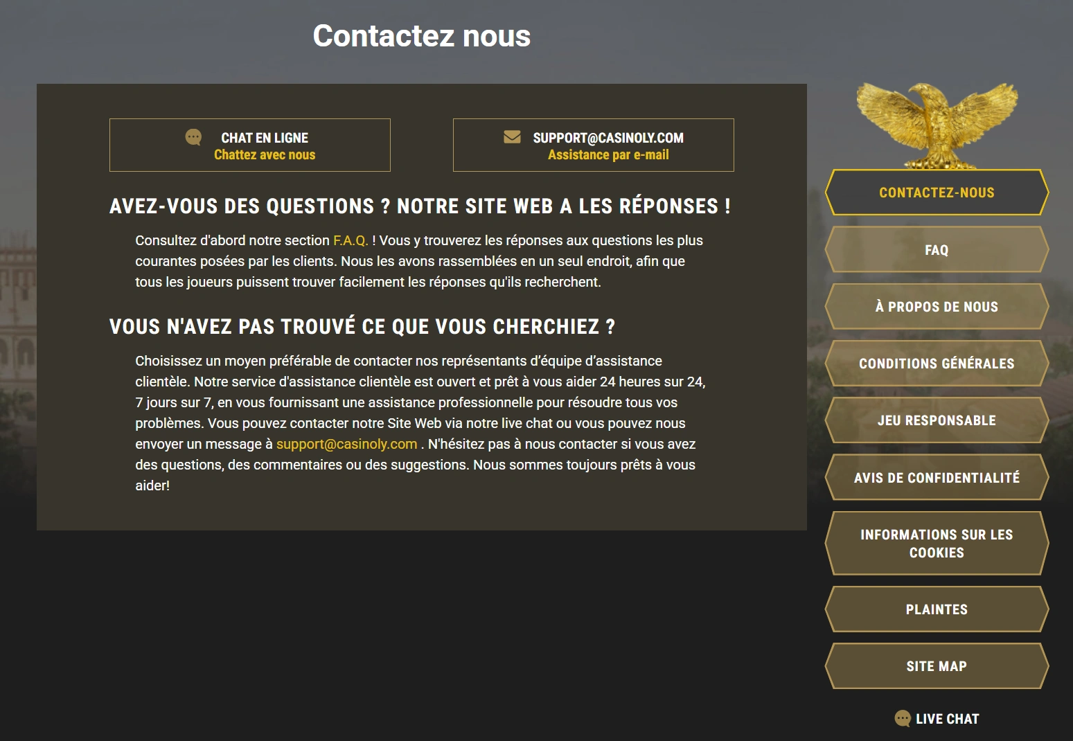 Casinoly Service Client